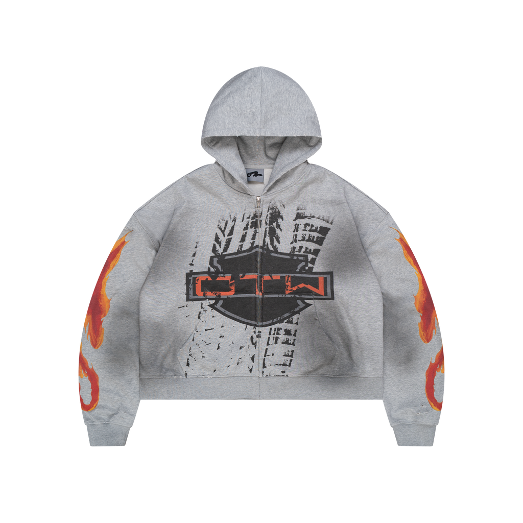 GREY BIKER ZIPUP