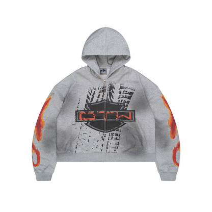 GREY BIKER ZIPUP