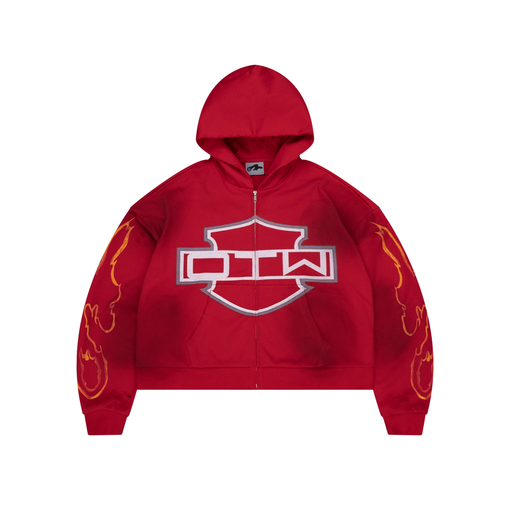 RED BIKER ZIPUP