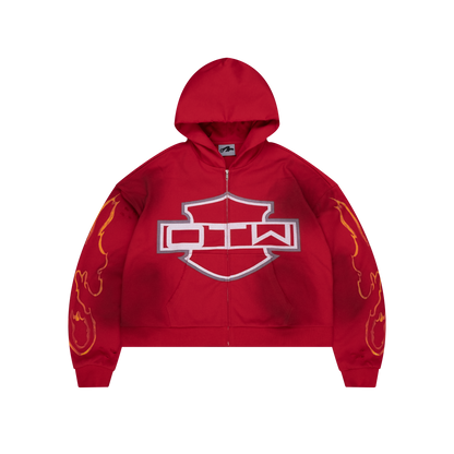RED BIKER ZIPUP